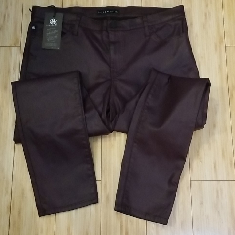 NWT Rock & Republic Purple Faux Leather Jeans 18W